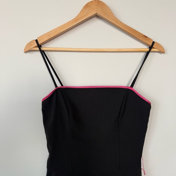 Vintage VTG Y2K Black Pink Trim A Line Tulle Midi Knee Length Dress Steppin Out - Picture 7 of 13